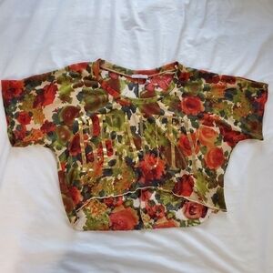 Poetry "BEAUTY" Oversized Floral Crop Short Sleeve Boxy Top